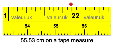 55.53 cm on a tape measure 55.53 centimeters on a tape measure