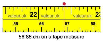 56.88 cm on a tape measure 56.88 centimeters on a tape measure