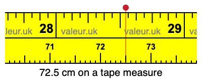 72.5 cm on a tape measure 72.5 centimeters on a tape measure