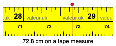 72.8 centimeters on a tape measure