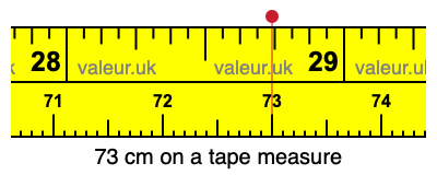 73 cm on a tape measure 73 centimeters on a tape measure