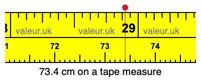 73.4 centimeters on a tape measure