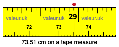 73.51 centimeters on a tape measure
