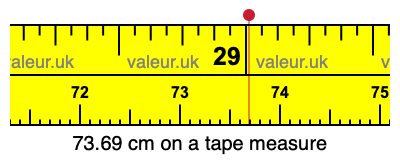 73.69 centimeters on a tape measure