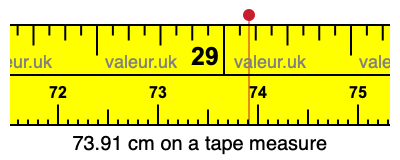73.91 centimeters on a tape measure