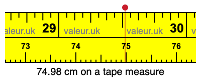 74.98 centimeters on a tape measure