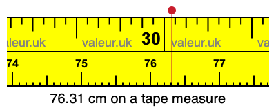 76.31 centimeters on a tape measure