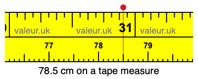 78.5 cm on a tape measure 78.5 centimeters on a tape measure
