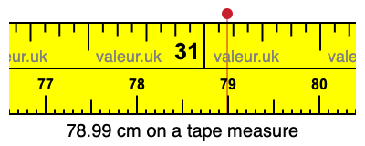 78.99 cm on a tape measure 78.99 centimeters on a tape measure