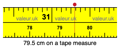 79.5 cm on a tape measure 79.5 centimeters on a tape measure