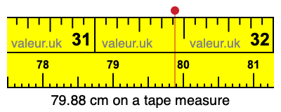 79.88 centimeters on a tape measure