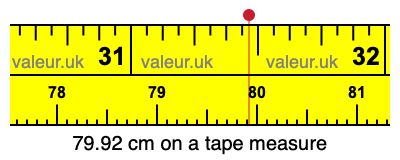 79.92 cm on a tape measure 79.92 centimeters on a tape measure