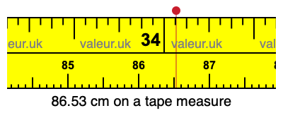 86.53 cm on a tape measure 86.53 centimeters on a tape measure