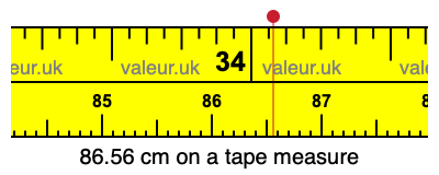 86.56 cm on a tape measure 86.56 centimeters on a tape measure
