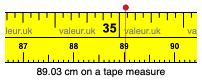 89.03 centimeters on a tape measure