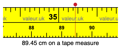 89.45 centimeters on a tape measure