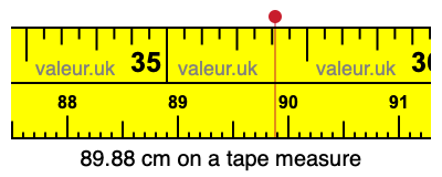 89.88 centimeters on a tape measure