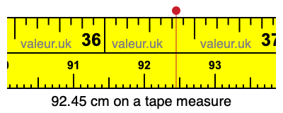 92.45 centimeters on a tape measure