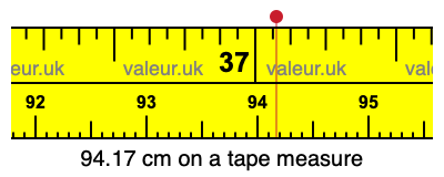 94.17 cm on a tape measure 94.17 centimeters on a tape measure