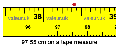 97.55 centimeters on a tape measure