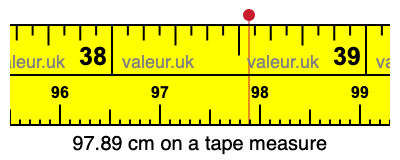97.89 centimeters on a tape measure