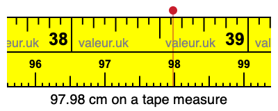 97.98 centimeters on a tape measure