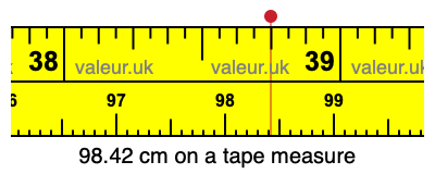 98.42 centimeters on a tape measure