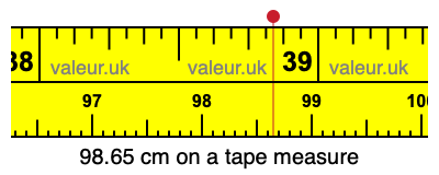 98.65 cm on a tape measure 98.65 centimeters on a tape measure