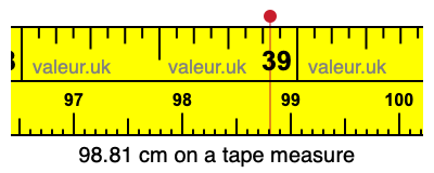 98.81 centimeters on a tape measure