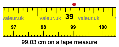 99.03 cm on a tape measure 99.03 centimeters on a tape measure