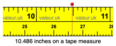 10.486 inches on a tape measure 10.486 inches on a tape measure