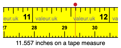 11.557 inches on a tape measure