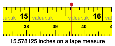 15.578125 inches on a tape measure 15.578125 inches on a tape measure