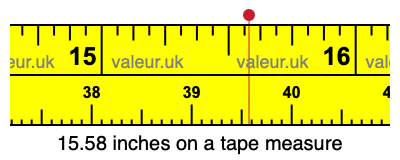 15.58 inches on a tape measure 15.58 inches on a tape measure