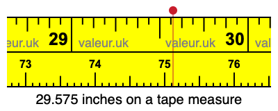 29.575 inches on a tape measure