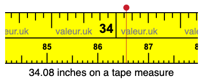 34.08 inches on a tape measure 34.08 inches on a tape measure