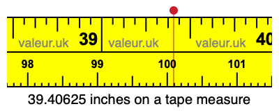 39.40625 inches on a tape measure