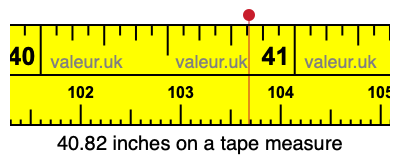 40.82 inches on a tape measure 40.82 inches on a tape measure