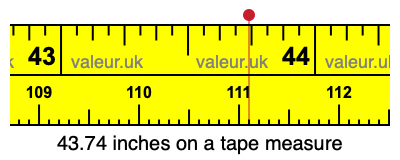 43.74 inches on a tape measure 43.74 inches on a tape measure