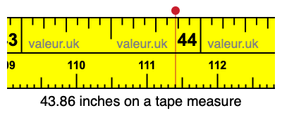 43.86 inches on a tape measure 43.86 inches on a tape measure