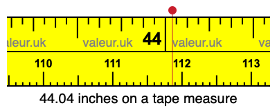 44.04 inches on a tape measure 44.04 inches on a tape measure