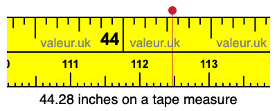 44.28 inches on a tape measure 44.28 inches on a tape measure