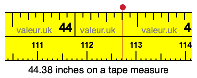 44.38 inches on a tape measure 44.38 inches on a tape measure