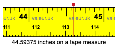 44.59375 inches on a tape measure 44.59375 inches on a tape measure