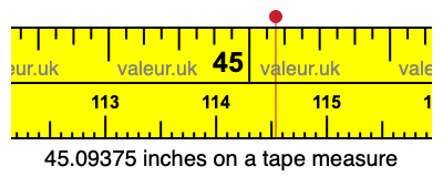 45.09375 inches on a tape measure 45.09375 inches on a tape measure