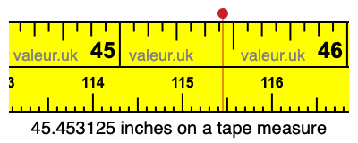 45.453125 inches on a tape measure 45.453125 inches on a tape measure