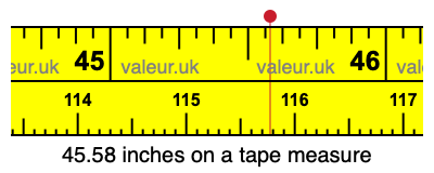 45.58 inches on a tape measure 45.58 inches on a tape measure