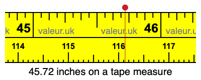 45.72 inches on a tape measure 45.72 inches on a tape measure