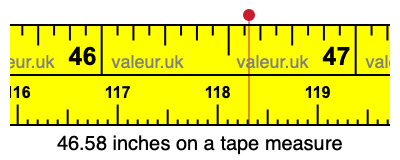 46.58 inches on a tape measure 46.58 inches on a tape measure