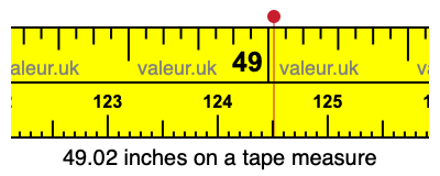 49.02 inches on a tape measure 49.02 inches on a tape measure